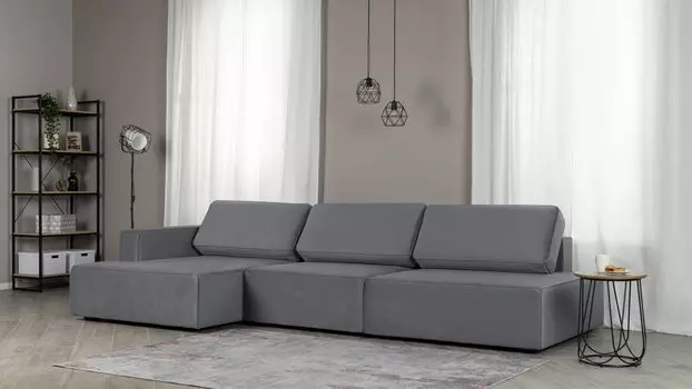 Угловой диван Ralf 3-секционный, без подлокотника справа и с канапе слева