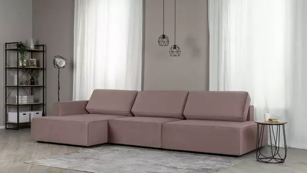 Угловой диван Ralf 3-секционный, без подлокотника справа и с канапе слева