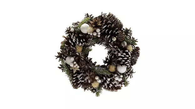 Венок искусственный Зимняя шишка, 35 см