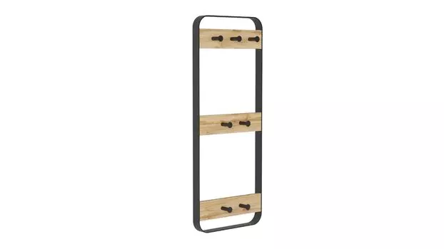 Вешалка настенная с крючками Olburg, цвет Дуб вотан, черный