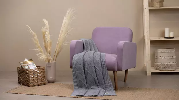 Вязаный плед Дымчатый серый