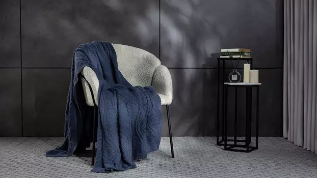 Вязаный плед Universal (амфора), цвет серо-синий