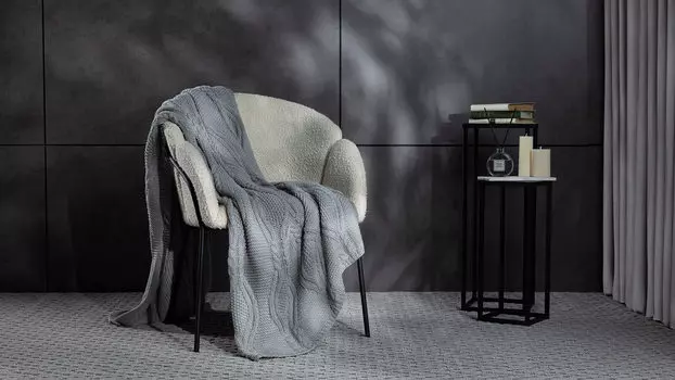 Вязаный плед Universal (амфора), цвет светло-серый