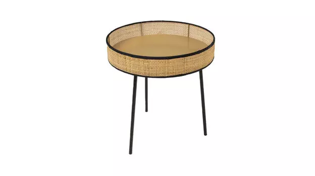 Журнальный стол с ротанговой лентой Ksanti, цвет Черный Натуральный