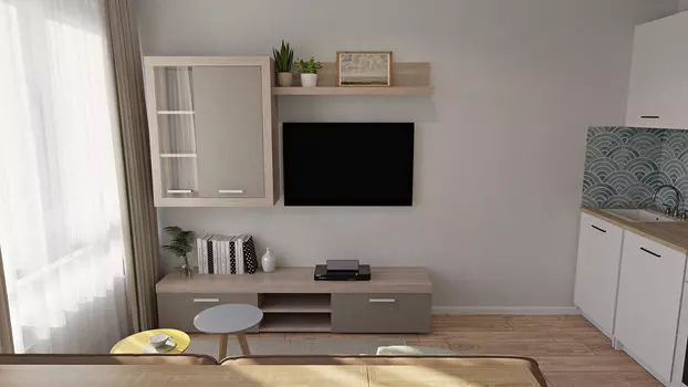 Зона гостиной светлая