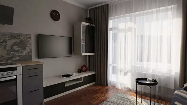 Зона гостиной темная