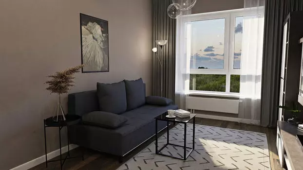 Зона гостиной, темная