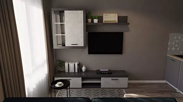 Зона гостиной темная