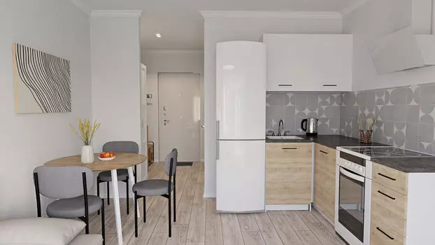 Зона кухни светлая