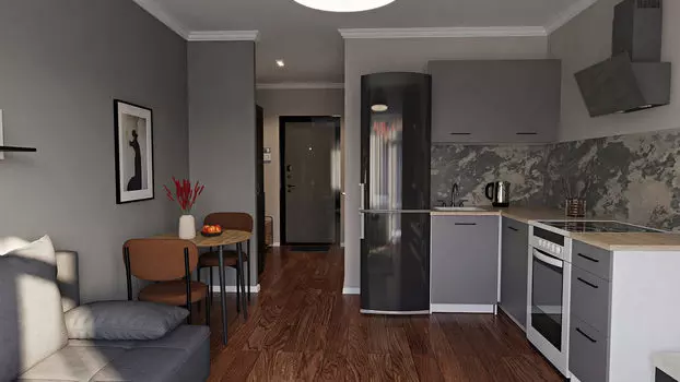 Зона кухни темная