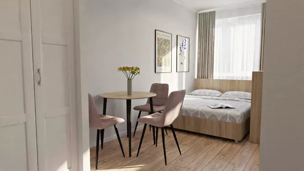 Зона спальни светлая