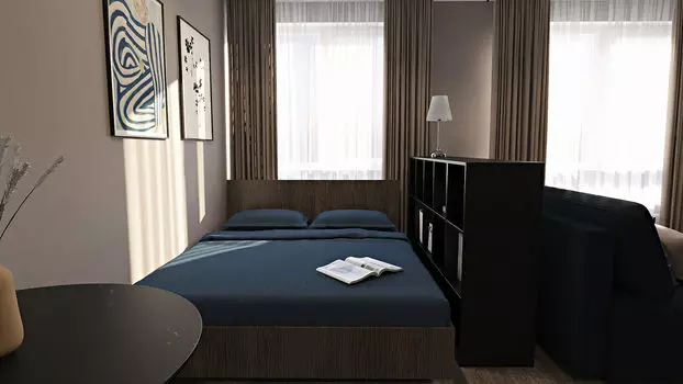 Зона спальни темная