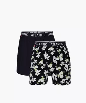 Мужские трусы боксеры Atlantic, набор из 2 шт., хлопок, темно-синие, 2MBX-031