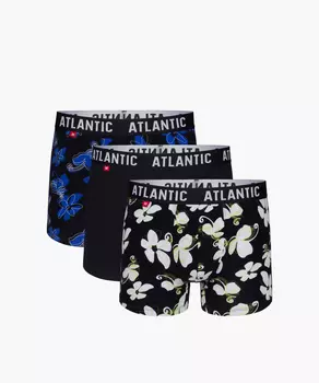 Мужские трусы шорты Atlantic, набор из 3 шт., хлопок, темно-синие, 3MH-167