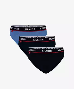 Мужские трусы слипы спорт Atlantic, набор 3 шт., хлопок, светло-голубые + темно-голубые + темно-синие, 3MP-123