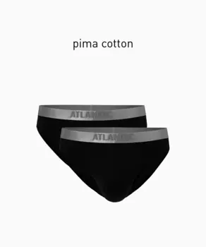 Мужские трусы слипы спорт Atlantic, набор из 2 шт., пима хлопок, черные, Basic 2BMP-013