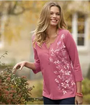 Блуза из Хлопка с Цветочным Принтом