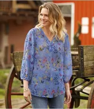 Блуза из Муслина с Рукавами 3/4