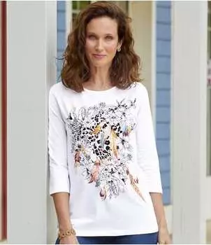 Блуза с Принтом "Перья"