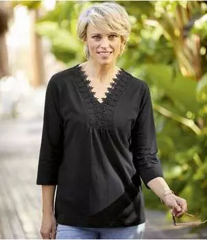 Блуза со Вставкой из Гипюра