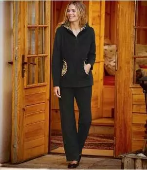 Домашний Костюм из Флисас Леопардовой Отделкой