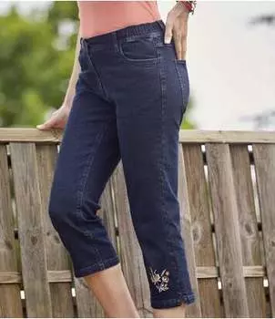 Джинсы-стретч 7/8 с Вышивкой