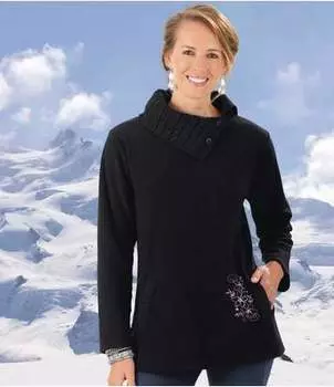 Флисовая Туника с Трикотажным Воротником