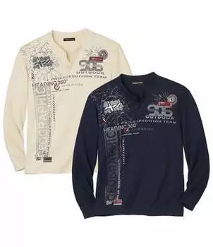 Комплект Футболок с Воротом на Пуговицах — 2 шт.