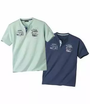 Комплект Футболок с Воротом на Пуговицах — 2 шт.