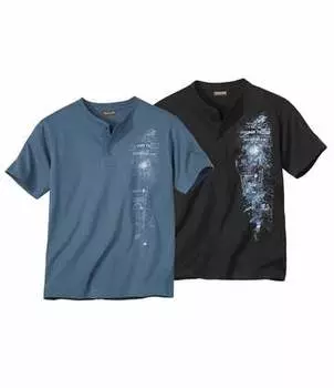 Комплект Футболок с Воротом на Пуговицах — 2 шт.