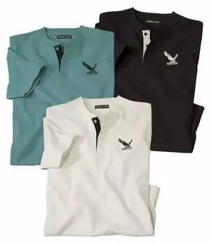 Комплект Футболок с Воротом на Пуговицах — 3 шт.