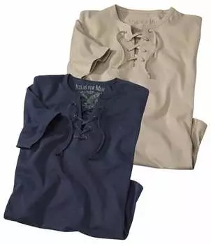 Комплект Футболок с Воротом на Шнуровке - 2 шт.