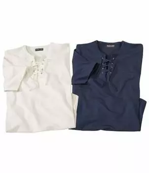 Комплект Футболок с Вырезом на Шнуровке — 2 шт.