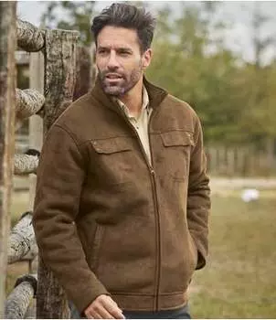 Куртка из Искусственной Замши с Подкладкой из Шерпы