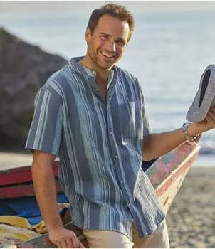 Рубашка из Крепона с Воротником Мао