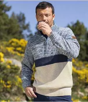 Вязаный Свитер с Воротником на Молнии