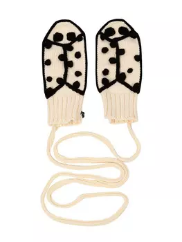 Белые варежки "Божьи коровки"