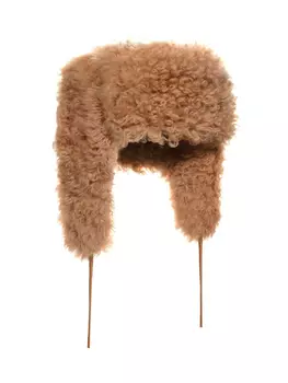 Бежевая шапка-ушанка