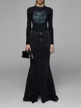 Джинсовая юбка макси