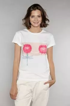Футболка с принтом "ЦВЕТЫ" цвет белый