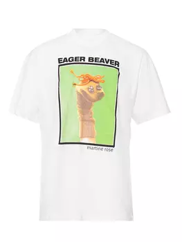 хлопковая футболка свободного силуэта с принтом