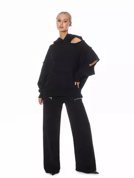 Худи с рваным эффектом, черный (S)