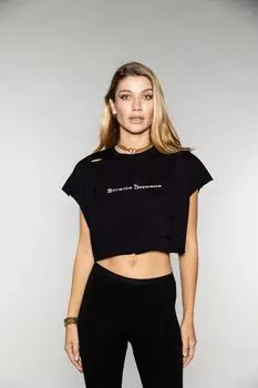 Кроп-топ черный "Miracle happens"