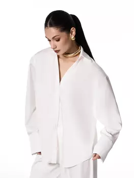 Рубашка с глубоким вырезом, молочный