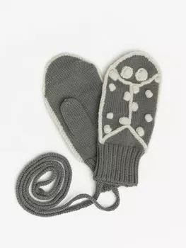 Серые варежки "Божьи коровки"