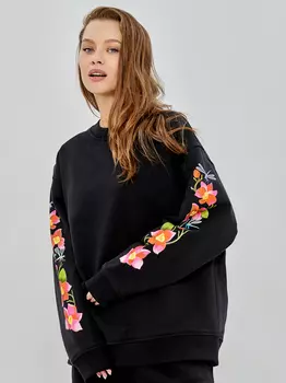 Свитшот Цветы&Стрекозы Черный