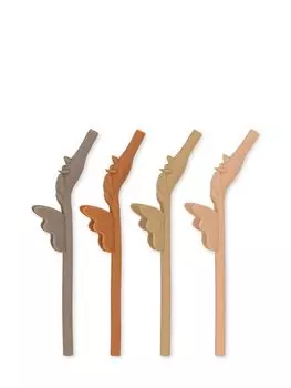 Трубочки для напитков Konges Slojd "Единорог", 4 шт, серый микс