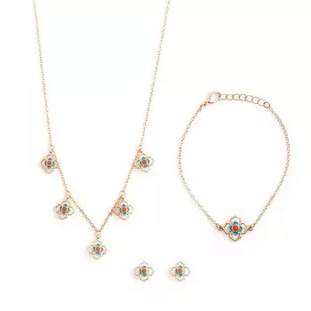 Набор "Кармелла": украшение на шею (1 шт.), серьги (1 пара), браслет (1 шт.)