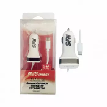 Автомобильное зарядное устройство USB (1 порт+ Type C) AVS UC-443 (2,4А) / A78701S