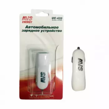 Автомобильное зарядное устройство USB (2 порта) AVS UC-433 (2,4А) / A78700S
